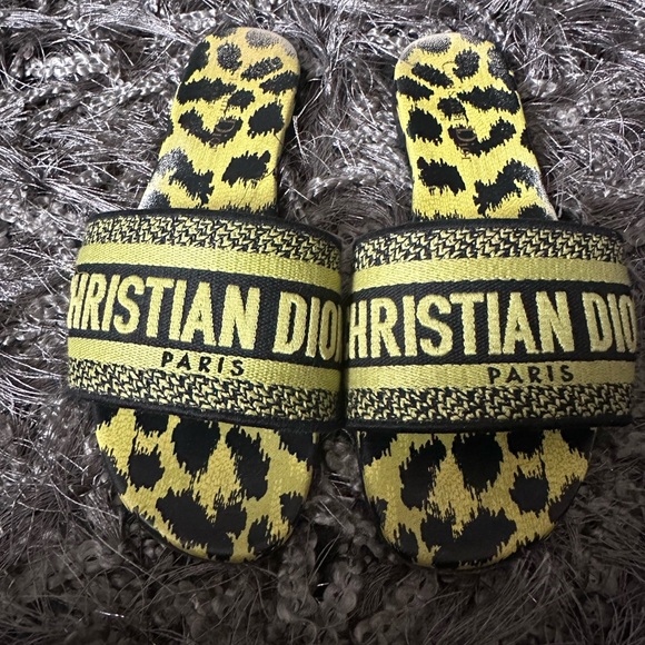 Dior Dway Slide in Chartreuse Lime Pop Mizza Embroidered - Picture 5 of 7